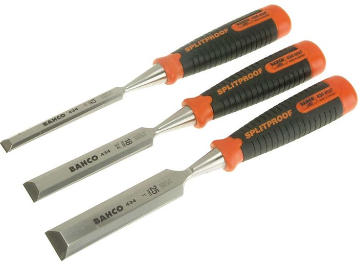 Tooled Up | Bahco Bahco 3 Piece 434 Bevel Edge Wood Chisel Set Bahco Bahco 3 Piece 434 Bevel Edge Wood Chisel Set
