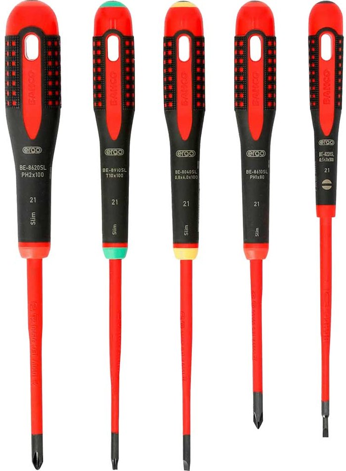 Tooled Up | Bahco Bahco 5 Piece BE-9871SL Ergo Slim VDE Insulated Screwdriver Set Bahco Bahco 5 Piece BE-9871SL Ergo Slim VDE Insulated Screwdriver Set