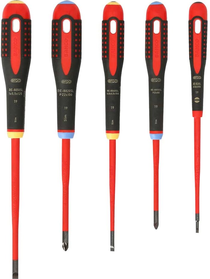 Tooled Up | Bahco Bahco 5 Piece Ergo Slim Insulated Screwdriver Set Bahco Bahco 5 Piece Ergo Slim Insulated Screwdriver Set