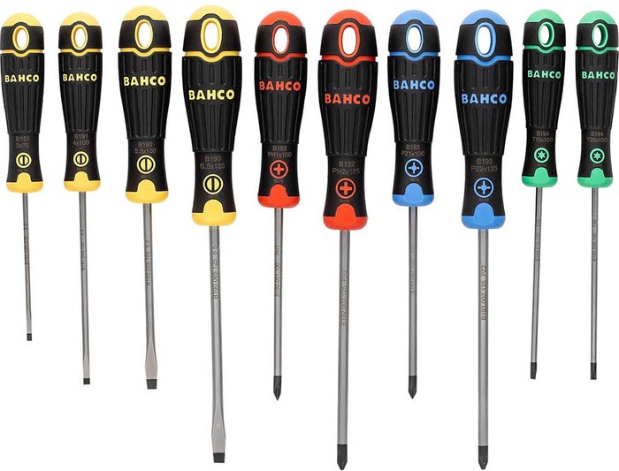 Tooled Up | Bahco Bahco Bahcofit 10 Piece Colour Coded Screwdriver Set Bahco Bahco Bahcofit 10 Piece Colour Coded Screwdriver Set