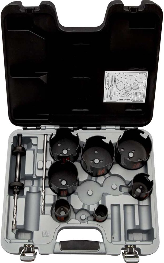 Tooled Up | Bahco Bahco 9 Piece Multi-Construction Superior Hole saw Set Bahco Bahco 9 Piece Multi-Construction Superior Hole saw Set