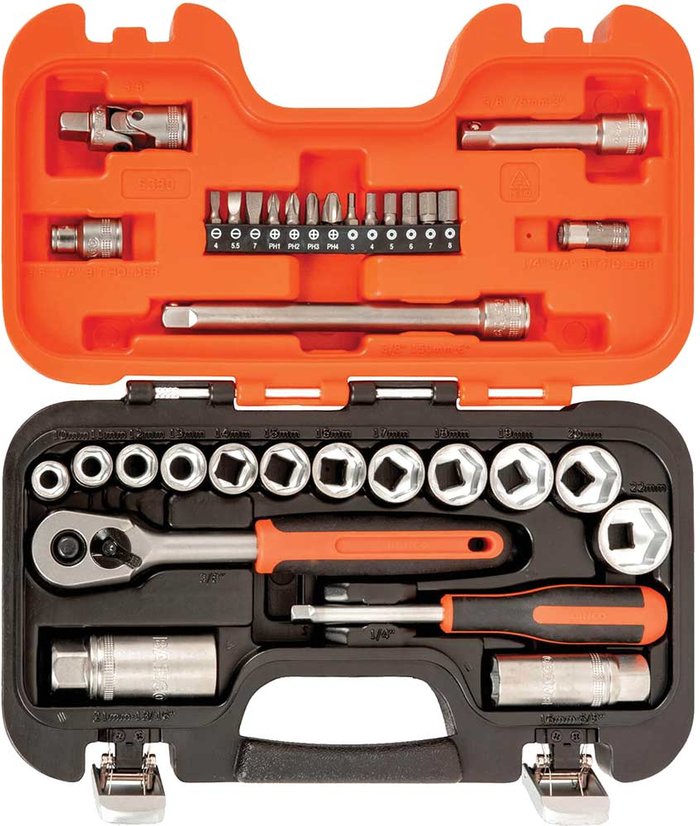 Tooled Up | Bahco Bahco Socket Set 34Pc Mm 1/4 & 3/8Sd Bahco Bahco Socket Set 34Pc Mm 1/4 & 3/8Sd