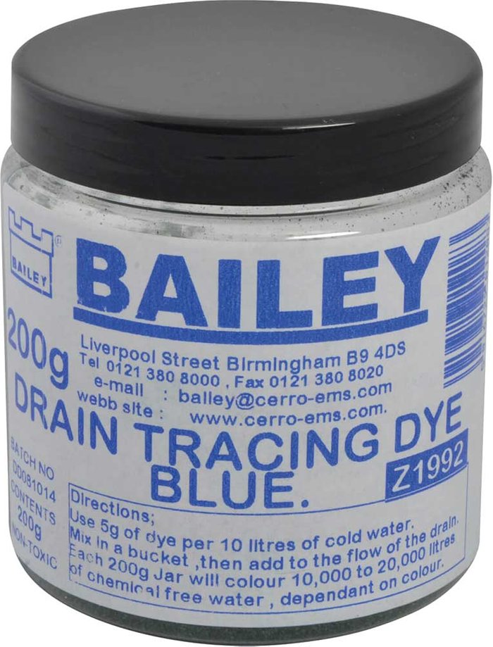 Tooled Up | Bailey Bailey Drain Tracing Dye Blue 200g Bailey Bailey Drain Tracing Dye Blue 200g
