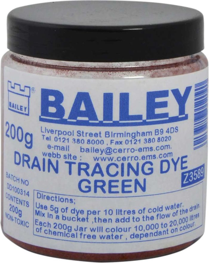 Tooled Up | Bailey Bailey Drain Tracing Dye Green 200g Bailey Bailey Drain Tracing Dye Green 200g