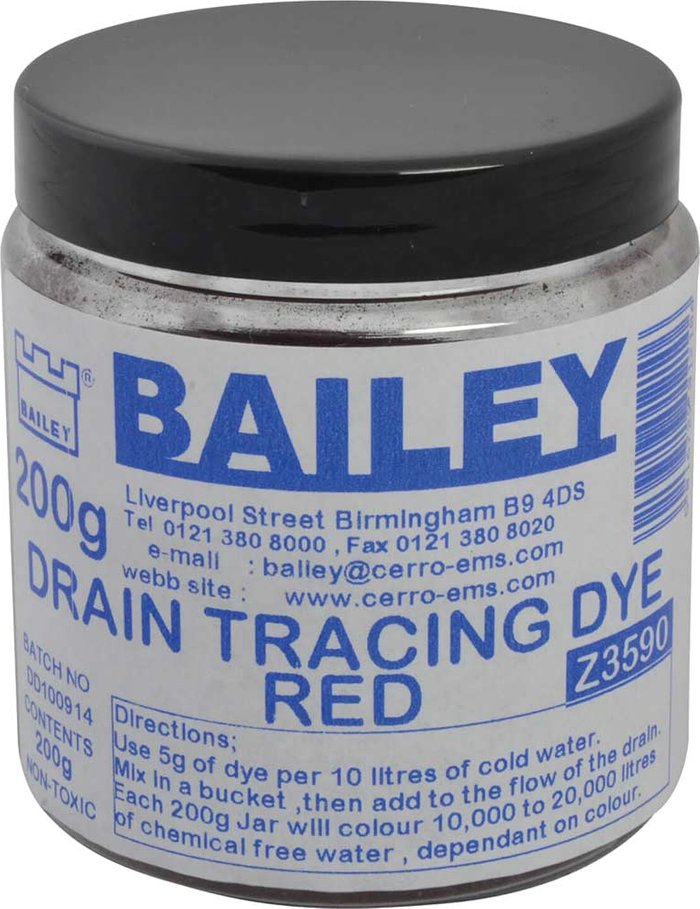 Tooled Up | Bailey Bailey Drain Tracing Dye Red 200g Bailey Bailey Drain Tracing Dye Red 200g