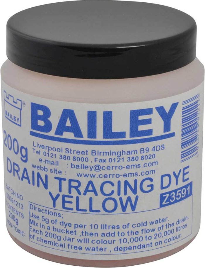 Tooled Up | Bailey Bailey Drain Tracing Dye Yellow 200g Bailey Bailey Drain Tracing Dye Yellow 200g