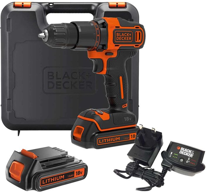 Tooled Up | Black and Decker Black and Decker BCD700S 18v Cordless Combi Drill 2 x 1.5ah Li-ion Charger Case Black and Decker Black and Decker BCD700S 18v Cordless Combi Drill 2 x 1.5ah Li-ion Charger Case