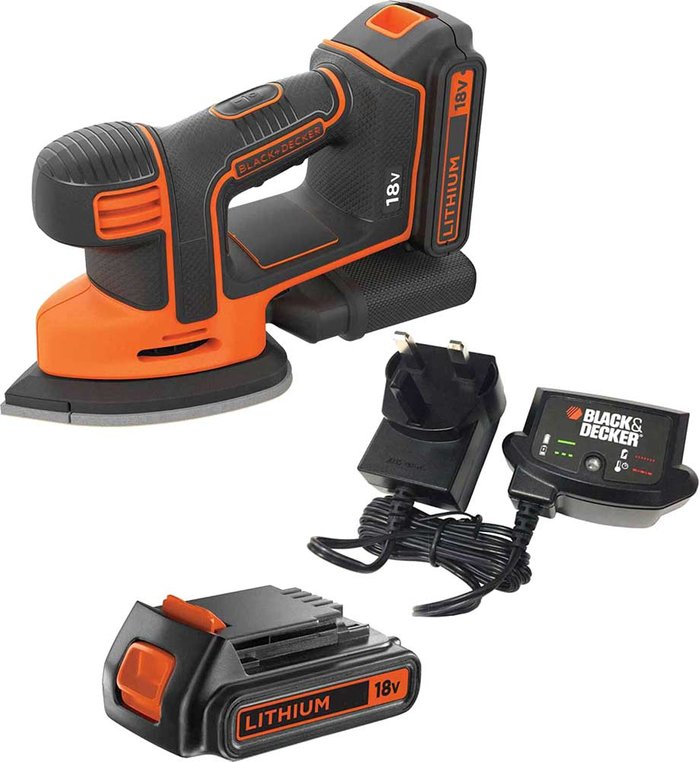 Tooled Up | Black and Decker Black and Decker BDCDS18 18v Cordless Mouse Sander 2 x 2ah Li-ion Charger No Case Black and Decker Black and Decker BDCDS18 18v Cordless Mouse Sander 2 x 2ah Li-ion Charger No Case