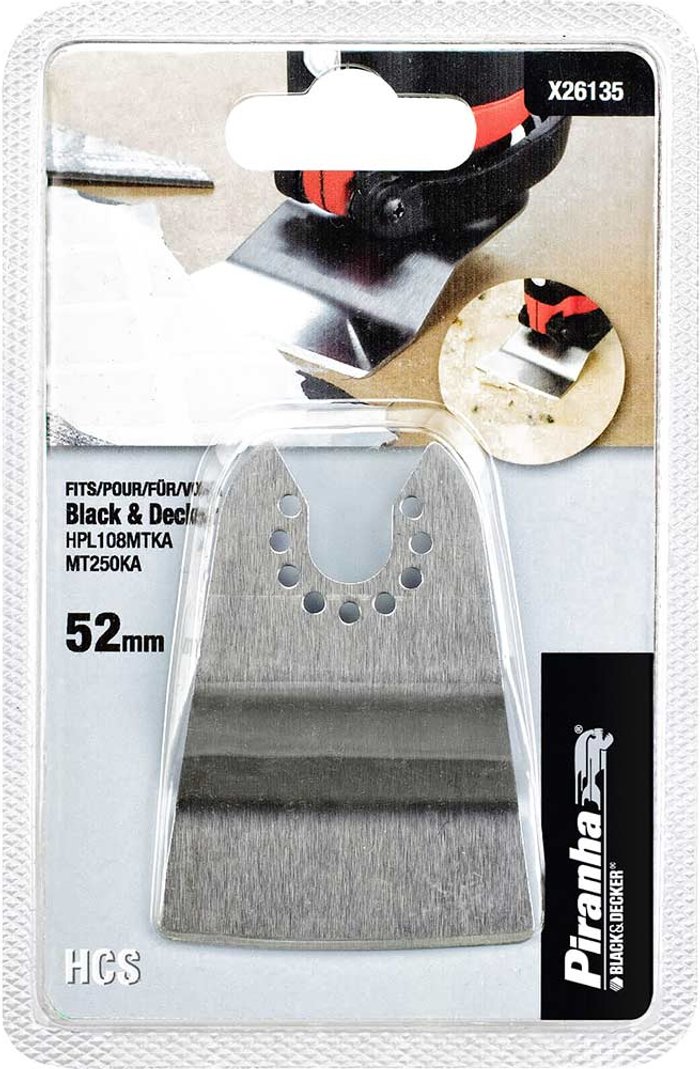 Tooled Up | Black and Decker Black and Decker X26135 Piranha Oscillating Multi Tool HCS Rigid Scraper 52mm Pack of 1 Black and Decker Black and Decker X26135 Piranha Oscillating Multi Tool HCS Rigid Scraper 52mm Pack of 1