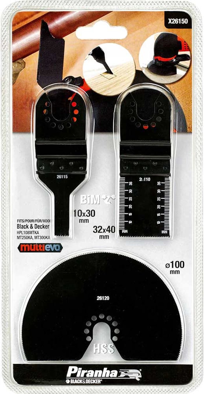 Tooled Up | Black and Decker Black and Decker X26150 Piranha 3 Piece Oscillating Multi Tool Cutting Set Black and Decker Black and Decker X26150 Piranha 3 Piece Oscillating Multi Tool Cutting Set