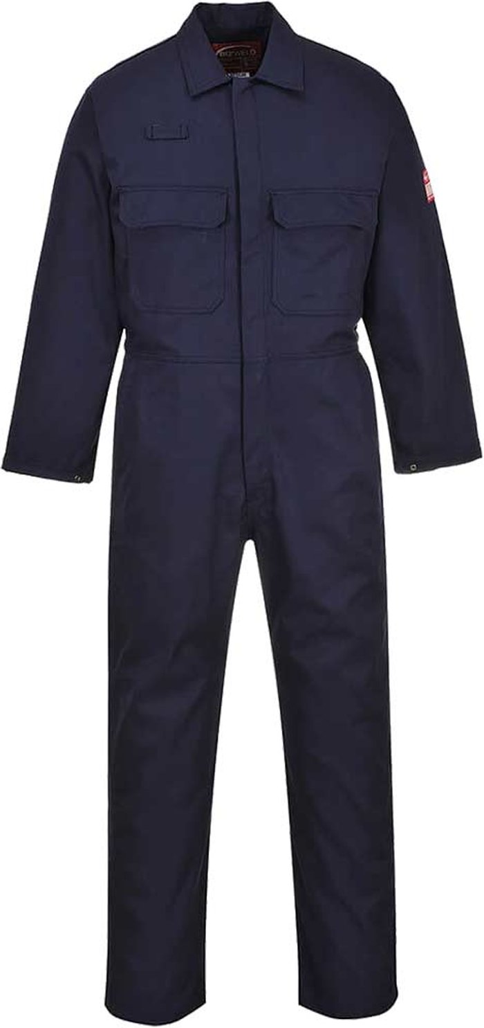 Tooled Up | Bizweld Biz Weld Mens Flame Resistant Overall Navy Blue XL 34 Bizweld Biz Weld Mens Flame Resistant Overall Navy Blue XL 34