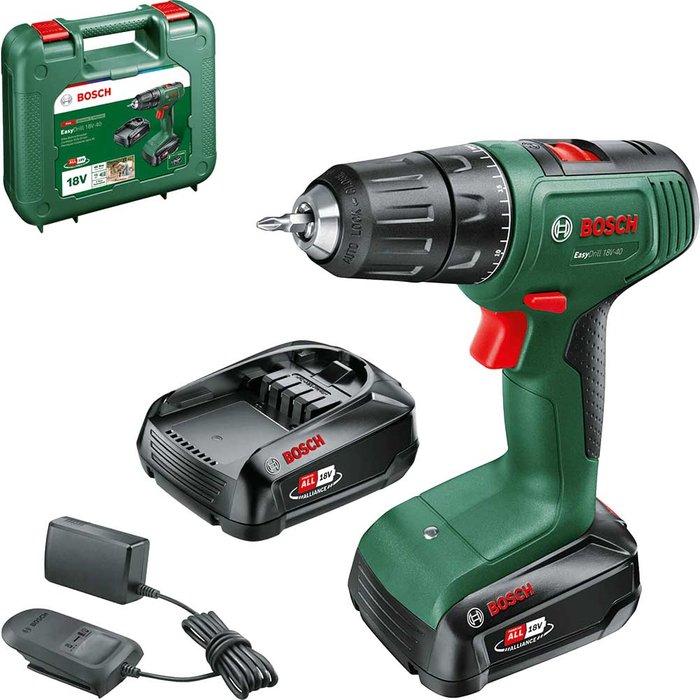 Tooled Up | Bosch Home and Garden Bosch EASYDRILL 18V-40 18v Cordless Drill Driver 2 x 1.5ah Li-ion Charger Case Bosch Home and Garden Bosch EASYDRILL 18V-40 18v Cordless Drill Driver 2 x 1.5ah Li-ion Charger Case