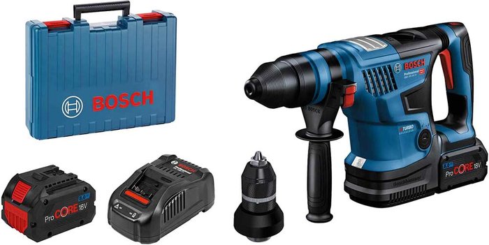 Tooled Up | Bosch Professional Bosch GBH 18V-34 CF BITURBO 18v Brushless SDS Plus Rotary Hammer Drill 2 x 8ah Li-ion Charger Case Bosch Professional Bosch GBH 18V-34 CF BITURBO 18v Brushless SDS Plus Rotary Hammer Drill 2 x 8ah Li-ion Charger Case