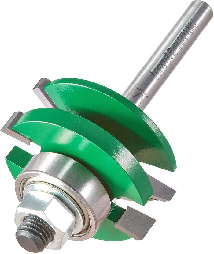 Tooled Up | Trend Trend CRAFTPRO Bearing Guided Combination Raised Bevel Router Cutter 41mm 17mm 1/4 Trend Trend CRAFTPRO Bearing Guided Combination Raised Bevel Router Cutter 41mm 17mm 1/4