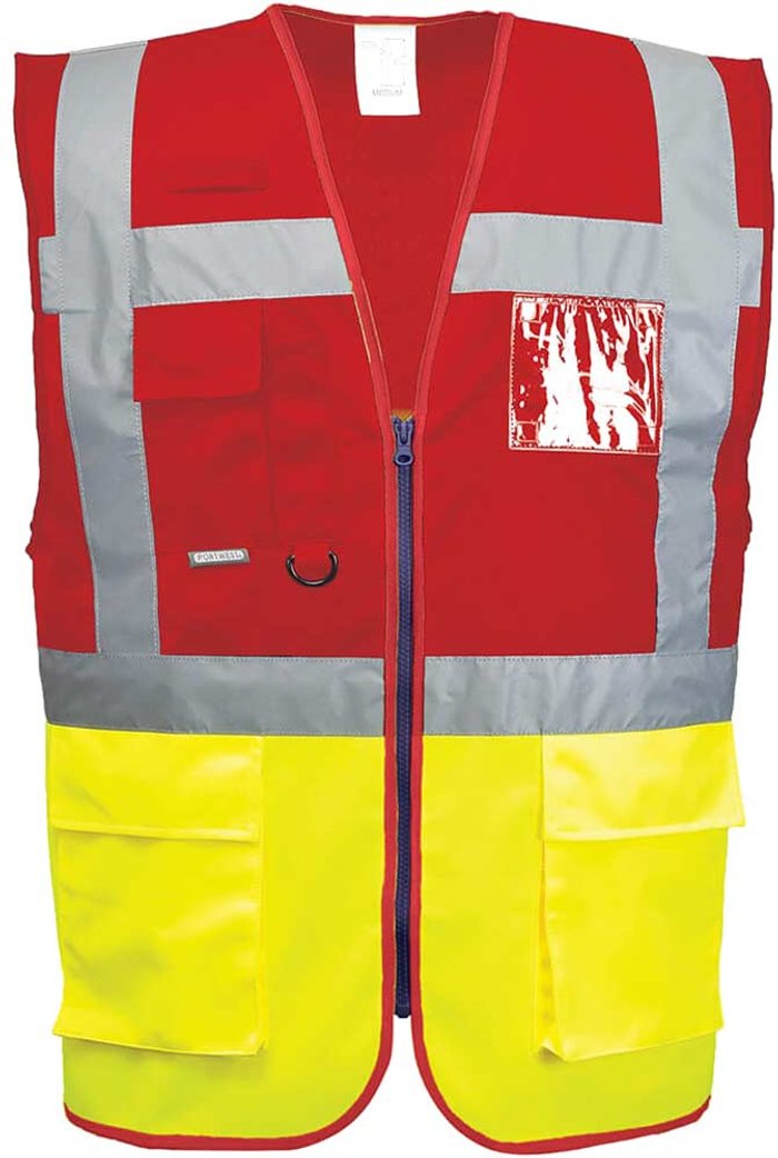 Tooled Up | Portwest Portwest Paris Executive Class 1 Hi Vis Vest Yellow / Red S Portwest Portwest Paris Executive Class 1 Hi Vis Vest Yellow / Red S
