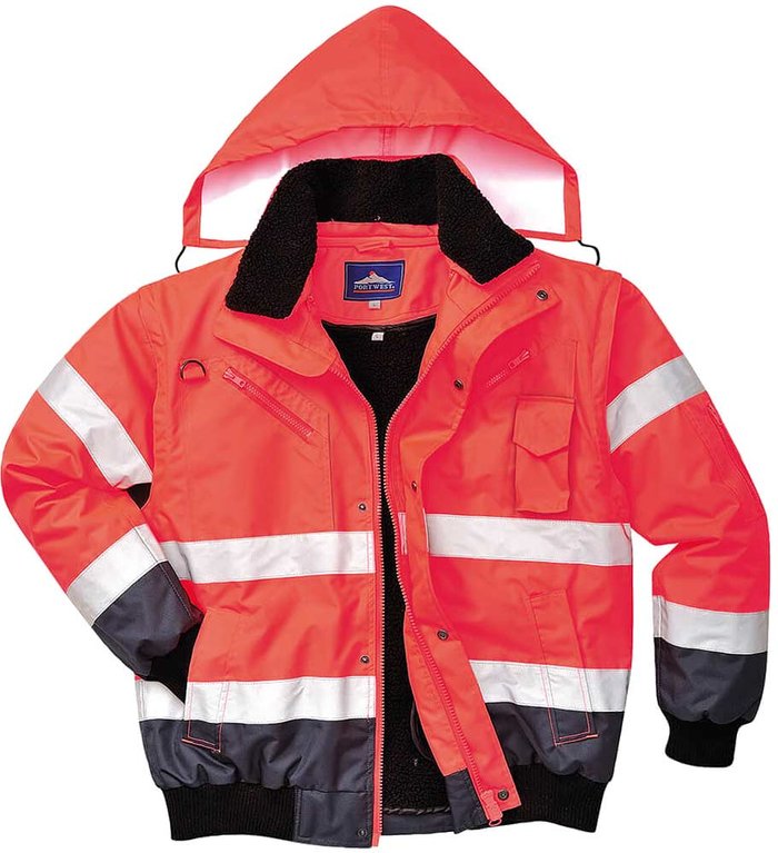 Tooled Up | 300D Oxford Weave Industry Oxford Weave 300D Class 3 Hi Vis Contrast BomberJacket Red / Navy L 300D Oxford Weave Industry Oxford Weave 300D Class 3 Hi Vis Contrast BomberJacket Red / Navy L