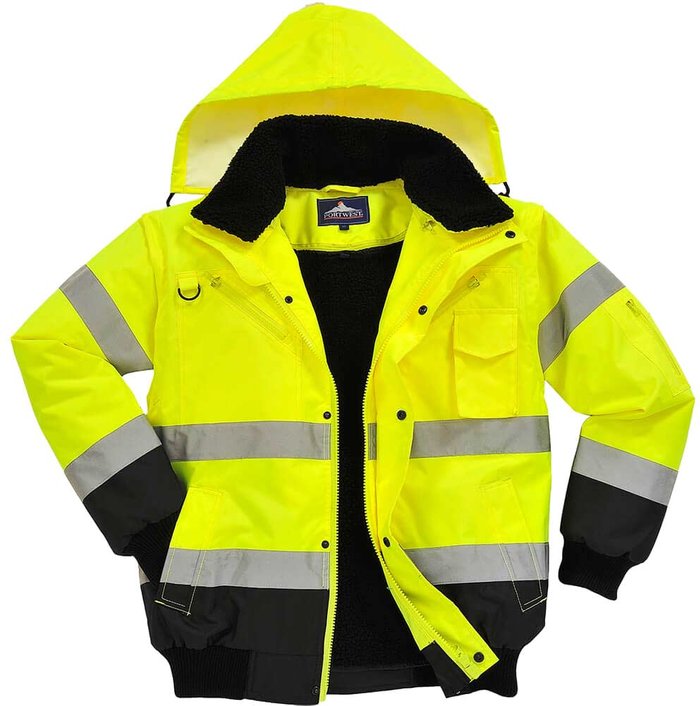 Tooled Up | 300D Oxford Weave Industry Oxford Weave 300D Class 3 Hi Vis Contrast BomberJacket Yellow / Black M 300D Oxford Weave Industry Oxford Weave 300D Class 3 Hi Vis Contrast BomberJacket Yellow / Black M