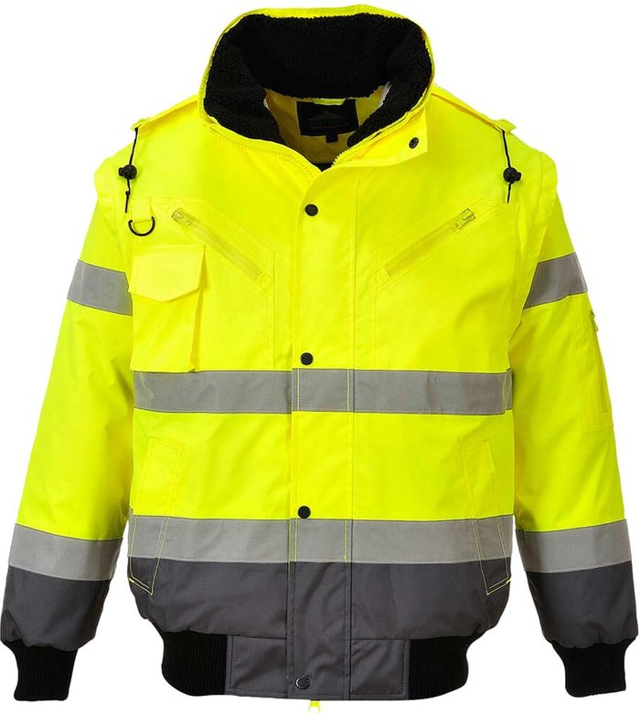 Tooled Up | 300D Oxford Weave Industry Oxford Weave 300D Class 3 Hi Vis Contrast BomberJacket Yellow / Grey M 300D Oxford Weave Industry Oxford Weave 300D Class 3 Hi Vis Contrast BomberJacket Yellow / Grey M