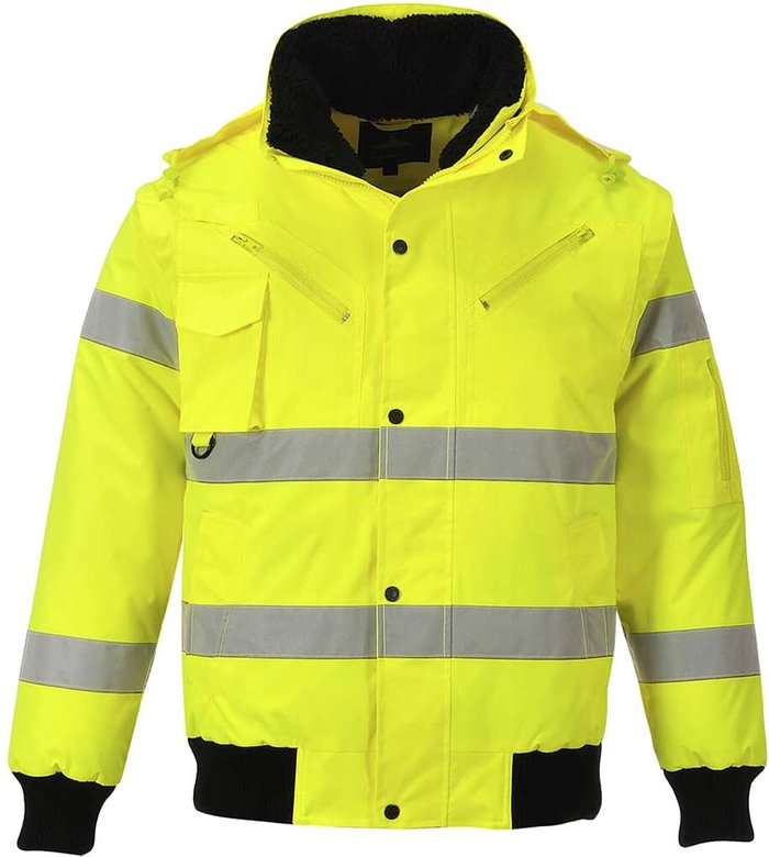 Tooled Up | 300D Oxford Weave Industry Oxford Weave 300D Class 3 Hi Vis Bomber Jacket Yellow S 300D Oxford Weave Industry Oxford Weave 300D Class 3 Hi Vis Bomber Jacket Yellow S