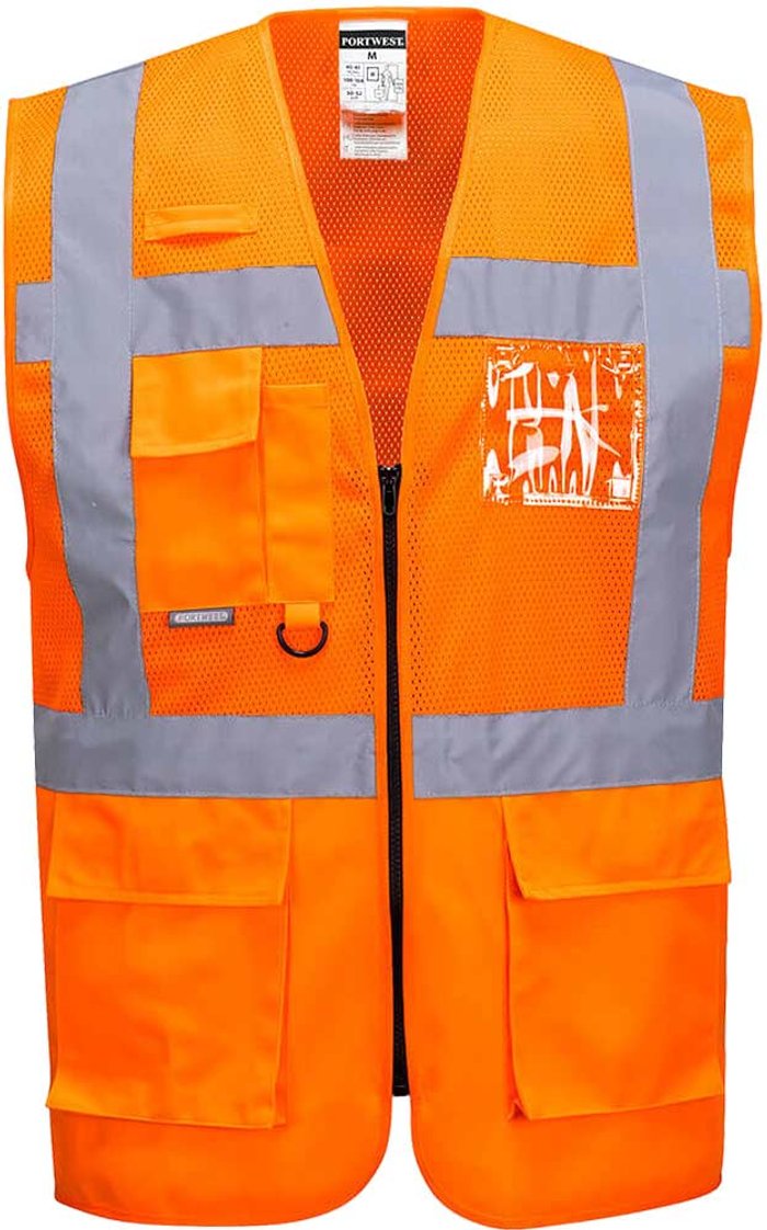 Tooled Up | Portwest Portwest Madrid Hi Vis Half Mesh Executive Vest Orange S Portwest Portwest Madrid Hi Vis Half Mesh Executive Vest Orange S