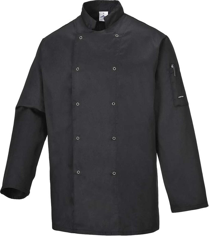 Tooled Up | Portwest Portwest Suffolk Chefs Long Sleeve Jacket Black S Portwest Portwest Suffolk Chefs Long Sleeve Jacket Black S