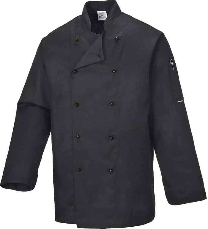 Tooled Up | Portwest Portwest Somerset Chefs Long Sleeve Jacket Black M Portwest Portwest Somerset Chefs Long Sleeve Jacket Black M