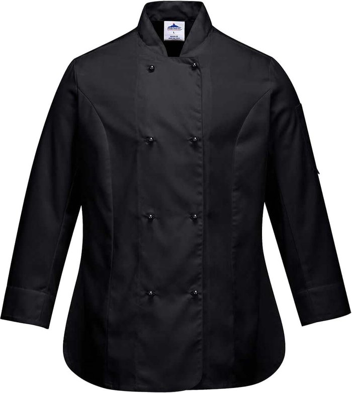 Tooled Up | Portwest Portwest Rachel Womens Chefs Long Sleeve Jacket Black M Portwest Portwest Rachel Womens Chefs Long Sleeve Jacket Black M