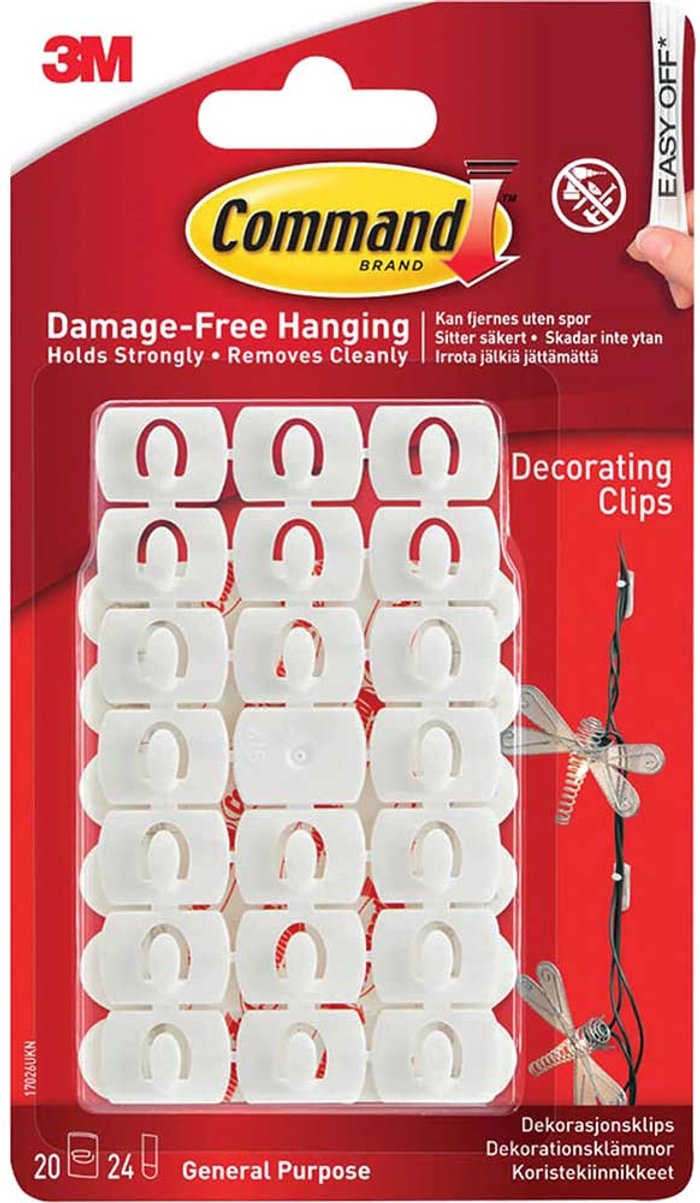 Tooled Up | Command Command Adhesive Strip Decorating Clips White Pack of 20 Command Command Adhesive Strip Decorating Clips White Pack of 20