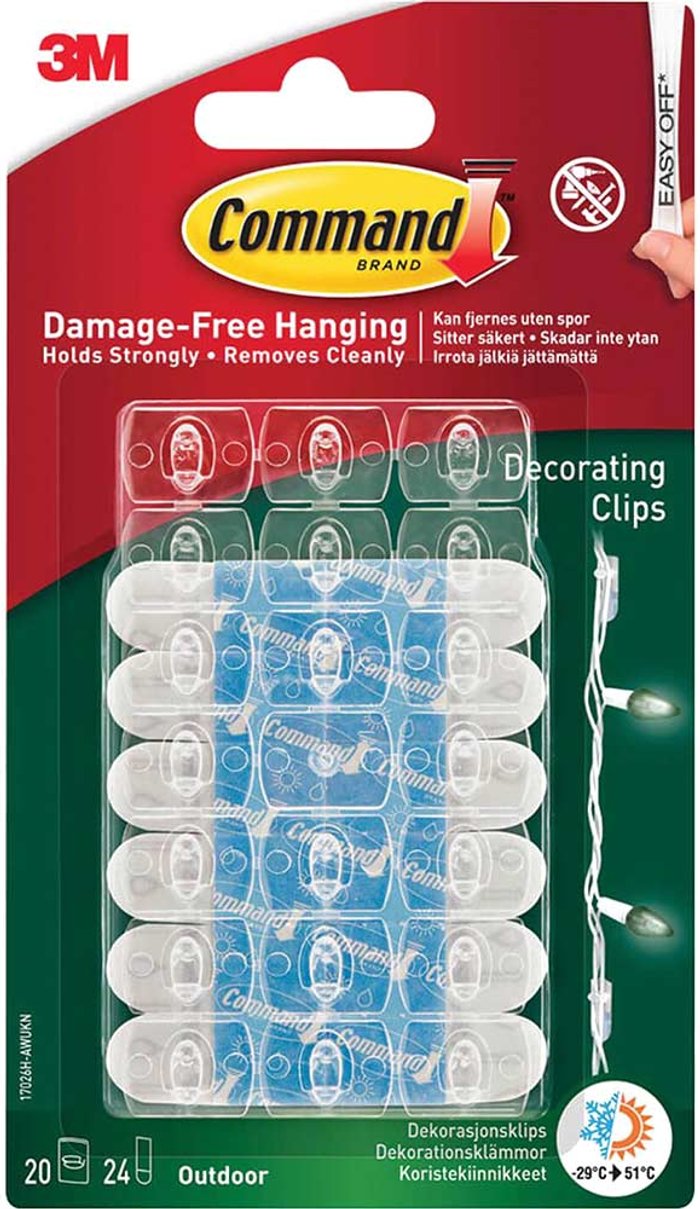 Tooled Up | Command Command Adhesive Strip Outdoor Decorating Clips Clear Pack of 20 Command Command Adhesive Strip Outdoor Decorating Clips Clear Pack of 20