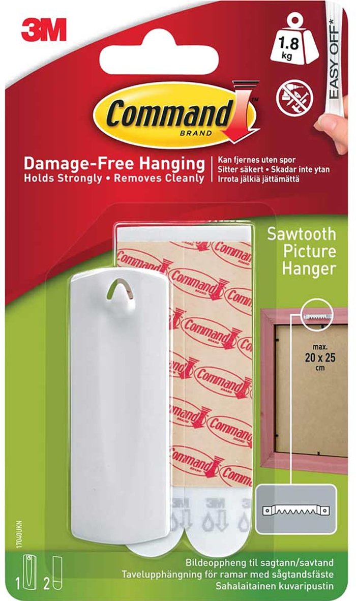 Tooled Up | Command Command Adhesive Strip Sawtooth Picture Hanger White Pack of 1 Command Command Adhesive Strip Sawtooth Picture Hanger White Pack of 1