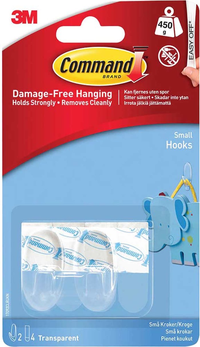 Tooled Up | Command Command Adhesive Strip Hooks Clear S Pack of 2 Command Command Adhesive Strip Hooks Clear S Pack of 2