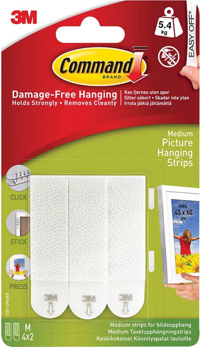 Tooled Up | Command Command Picture Hanging Adhesive Strips White M Pack of 4 Command Command Picture Hanging Adhesive Strips White M Pack of 4