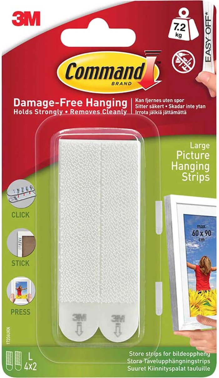 Tooled Up | Command Command Picture Hanging Adhesive Strips White L Pack of 4 Command Command Picture Hanging Adhesive Strips White L Pack of 4