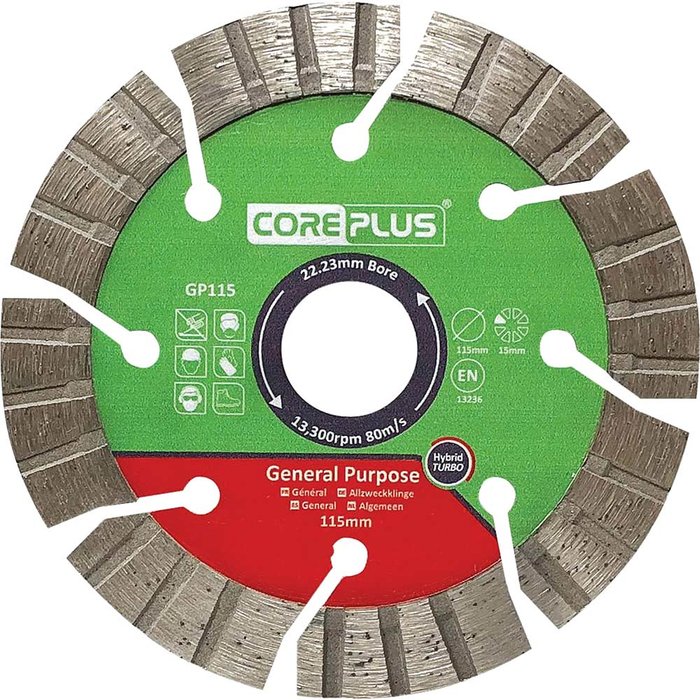 Tooled Up | Coreplus Coreplus General Purpose Hybrid Turbo Diamond Blade 115mm 2.8mm 22mm Coreplus Coreplus General Purpose Hybrid Turbo Diamond Blade 115mm 2.8mm 22mm