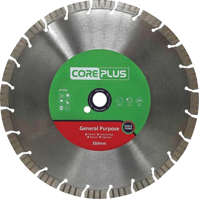 Tooled Up | Coreplus Coreplus General Purpose Hybrid Turbo Diamond Blade 350mm 3.5mm 25.4mm Coreplus Coreplus General Purpose Hybrid Turbo Diamond Blade 350mm 3.5mm 25.4mm