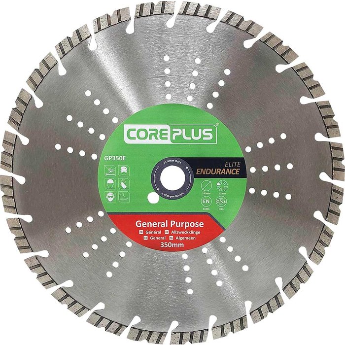 Tooled Up | Coreplus Coreplus Elite General Purpose Diamond Blade 350mm 3mm 25.4mm Coreplus Coreplus Elite General Purpose Diamond Blade 350mm 3mm 25.4mm