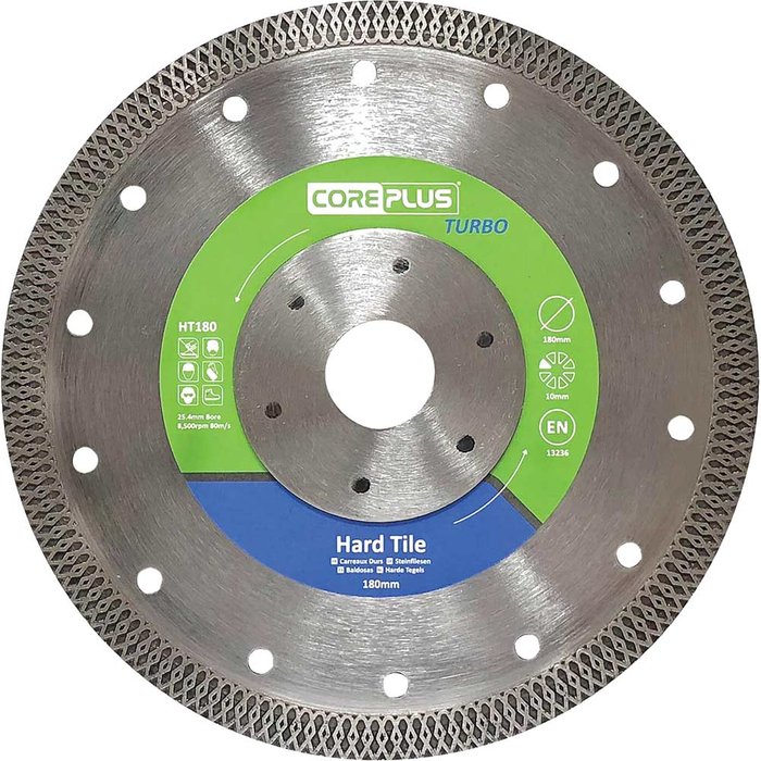 Tooled Up | Coreplus Coreplus Hard Tile Cutting Turbo Diamond Blade 180mm Coreplus Coreplus Hard Tile Cutting Turbo Diamond Blade 180mm
