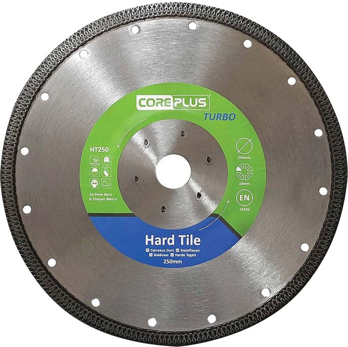 Tooled Up | Coreplus Coreplus Hard Tile Cutting Turbo Diamond Blade 250mm Coreplus Coreplus Hard Tile Cutting Turbo Diamond Blade 250mm