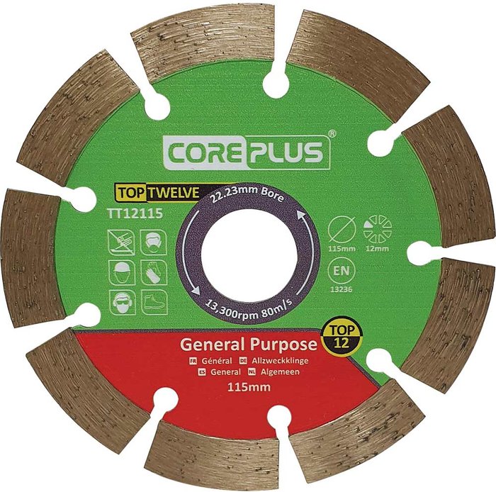 Tooled Up | Coreplus Coreplus Top Twelve General Purpose Diamond Blade 115mm Coreplus Coreplus Top Twelve General Purpose Diamond Blade 115mm