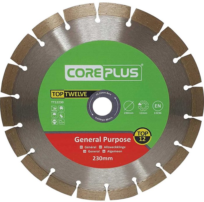 Tooled Up | Coreplus Coreplus Top Twelve General Purpose Diamond Blade 230mm Coreplus Coreplus Top Twelve General Purpose Diamond Blade 230mm