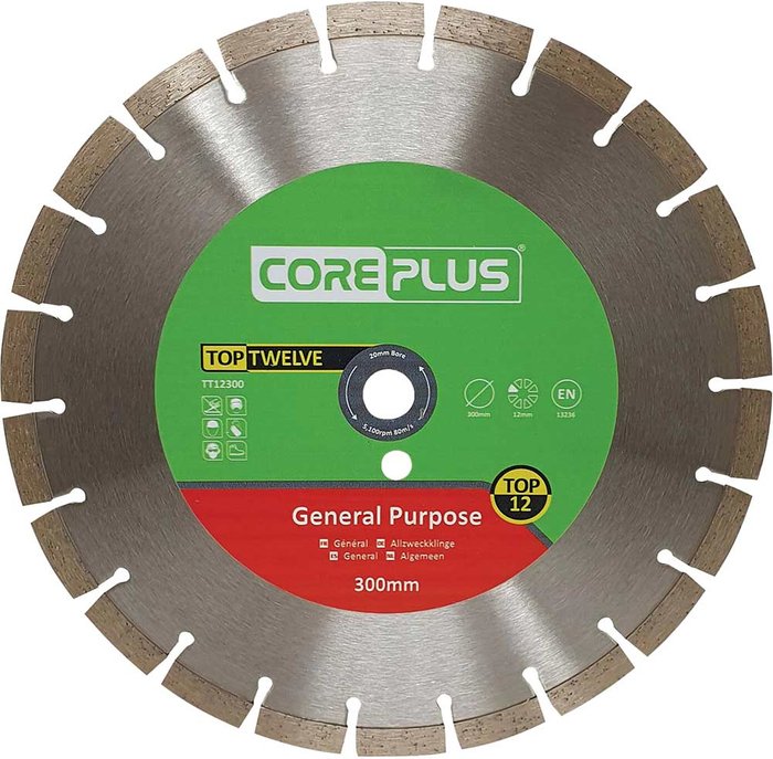 Tooled Up | Coreplus Coreplus Top Twelve General Purpose Diamond Blade 300mm Coreplus Coreplus Top Twelve General Purpose Diamond Blade 300mm