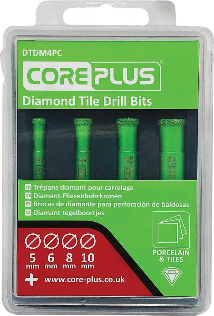 Tooled Up | Coreplus Coreplus 4 Piece Diamond Tile Drill Bit Set Coreplus Coreplus 4 Piece Diamond Tile Drill Bit Set
