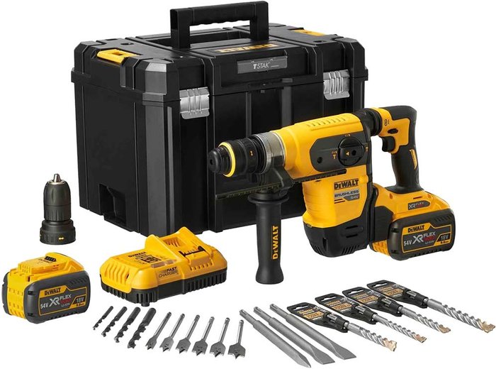 Tooled Up | Dewalt DeWalt DCH417 54v XR Cordless Brushless SDS Plus Multi Hammer Drill 2 x 9ah Li-ion Charger Case Dewalt DeWalt DCH417 54v XR Cordless Brushless SDS Plus Multi Hammer Drill 2 x 9ah Li-ion Charger Case
