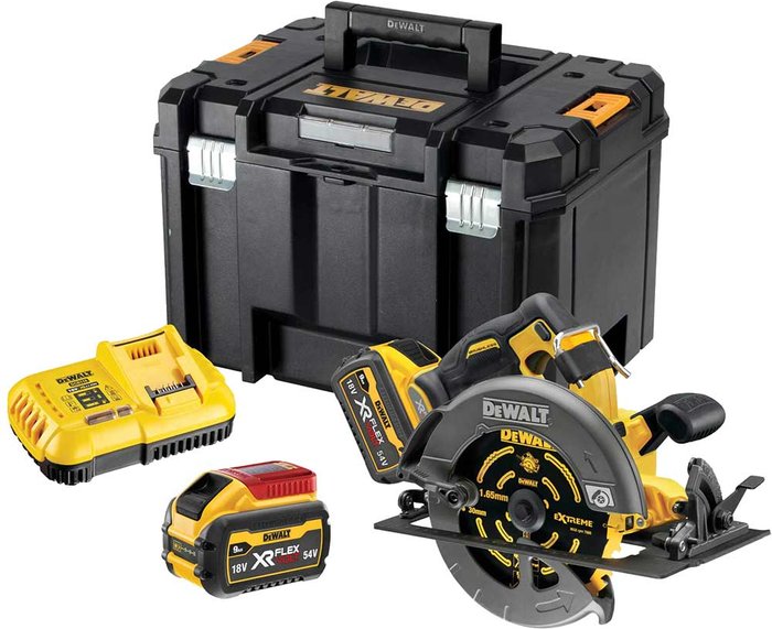 Tooled Up | Dewalt DeWalt DCS578 54v XR Cordless Brushless FLEXVOLT High Power Circular Saw 190mm 2 x 9ah Li-ion Charger Case Dewalt DeWalt DCS578 54v XR Cordless Brushless FLEXVOLT High Power Circular Saw 190mm 2 x 9ah Li-ion Charger Case