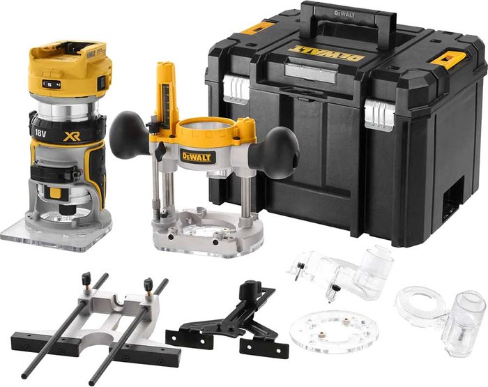 Tooled Up | Dewalt Dewalt - DCW604NT-XJ 18V XR Brushless Router/Trimmer with Extra Bases (Body Only) Dewalt Dewalt - DCW604NT-XJ 18V XR Brushless Router/Trimmer with Extra Bases (Body Only)