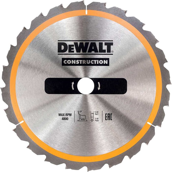 Tooled Up | Dewalt DeWalt Construction Circular Saw Blade 190mm 24T 30mm Dewalt DeWalt Construction Circular Saw Blade 190mm 24T 30mm