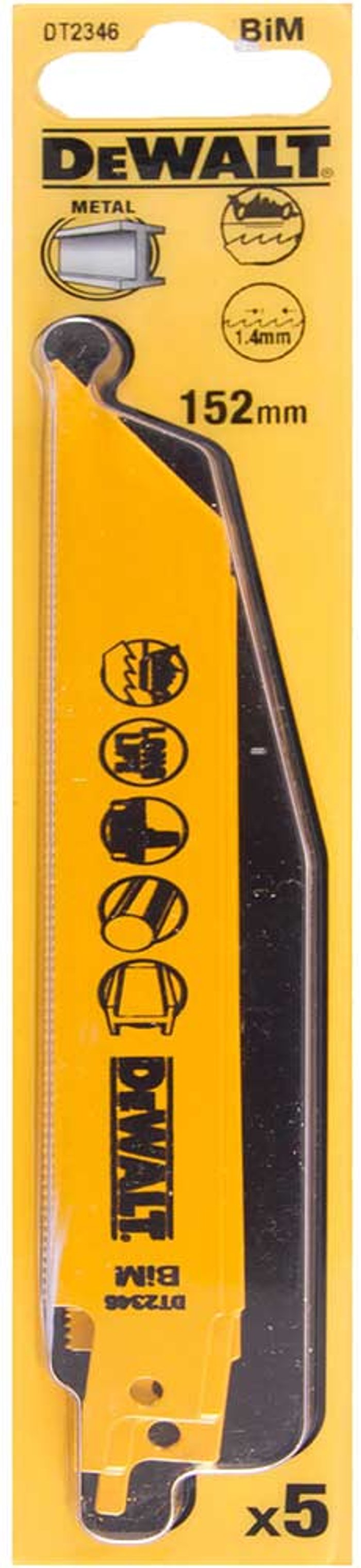 Tooled Up | Dewalt DeWalt DT2346 Metal Cutting Reciprocating Sabre Saw Blades 152mm Pack of 5 Dewalt DeWalt DT2346 Metal Cutting Reciprocating Sabre Saw Blades 152mm Pack of 5
