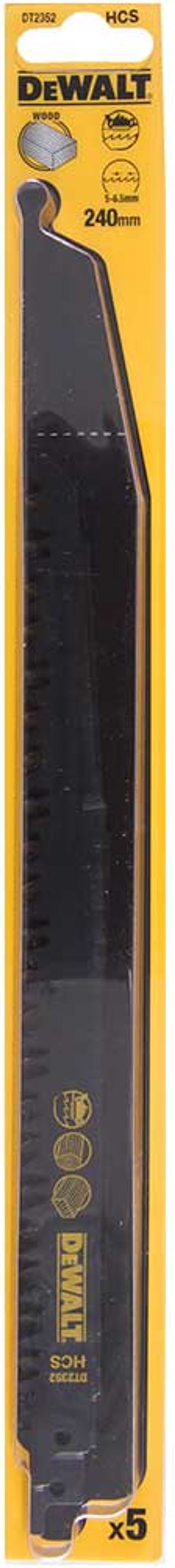 Tooled Up | Dewalt DeWalt S1531L Fast Cuts Wood Reciprocating Sabre Saw Blades 240mm Pack of 5 Dewalt DeWalt S1531L Fast Cuts Wood Reciprocating Sabre Saw Blades 240mm Pack of 5
