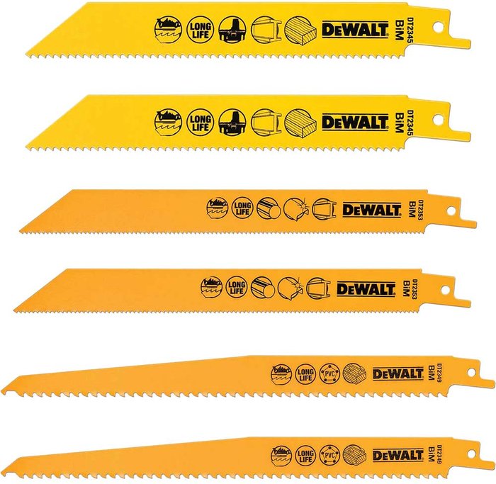 Tooled Up | Dewalt DeWalt DT2444 6 Piece Extreme Reciprocating Sabre Saw Blade Set Dewalt DeWalt DT2444 6 Piece Extreme Reciprocating Sabre Saw Blade Set