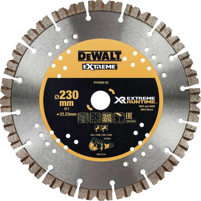 Tooled Up | Dewalt DeWalt Extreme Runtime Diamond Blade For FlexVolt DCS690 Saw 230mm Dewalt DeWalt Extreme Runtime Diamond Blade For FlexVolt DCS690 Saw 230mm